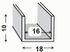 Profilé U PVC blanc 10 x 18 x 10 x 1 mm intérieur 16 mm 1 m CQFD