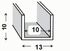 Profilé U aluminium brut 10 x 13 x 10 x 1,5 mm intérieur 10 mm 1 m CQFD