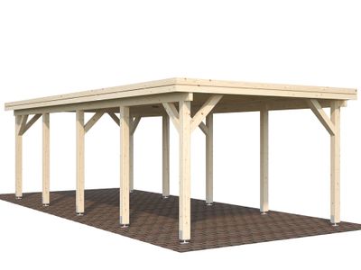 Carport toit plat en bois Karl - 1 voiture - 27,4 m² hors-tout - Livraison à domicile incluse - PALMAKO