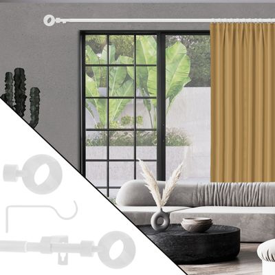 Kit tringle à rideaux extensible en métal de 1.20 à 2.10 m diam 13 à 16 mm Finition Blanc- MOBOIS