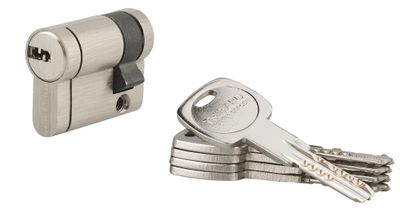 Demi-cylindre de serrure 30 x 10 mm Trafic 12 très haute sécurité nickelé  5 clés THIRARD