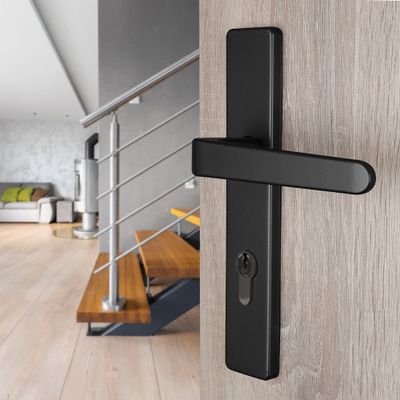 Poignées de porte double entraxe Celio noir mat à cylindre ALPERTEC