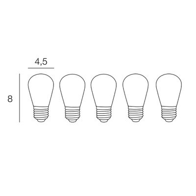 Lot de 5 ampoules type vintage ambré mini Edison 70 Lumens E27 S64 - COREP