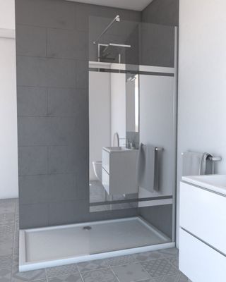 Paroi de douche à l'italienne 80x200 cm profilé chrome verre miroir 8 mm Parma - AURLANE