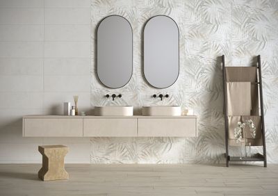 Faïence blanche murale intérieur effet ciment PALM ép 7 mm 25 x 75 cm paquet 1,50 m²