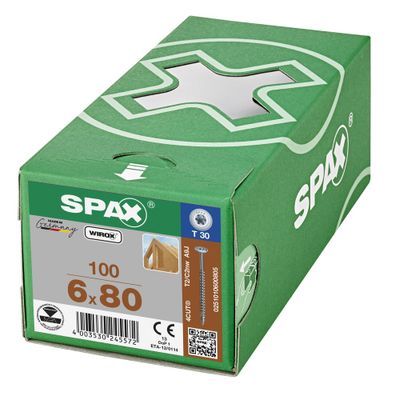 Vis tête disque Torx 6 x 80 mm par 100 SPAX