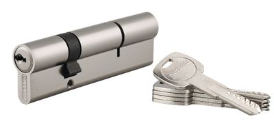 Cylindre de serrure double entrée 30 x 70 mm Trafic 6 haute sécurité nickelé 5 clés THIRARD