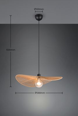 Suspension E27 Ø58 cm Laurine fil de papier naturel 40W - CASALUM