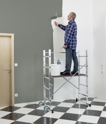 Echafaudage roulant pour escalier HobbyStep H3 - 0,90 / 2,90 m aluminium - HAILO