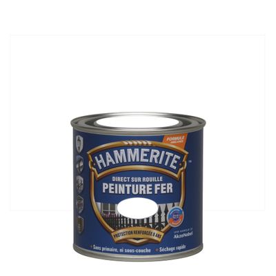 Peinture fer extérieur direct sur rouille lisse brillant blanc 250 mL - HAMMERITE