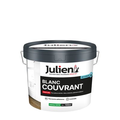 Peinture acrylique Couvrant blanc W satin 10 L - JULIEN