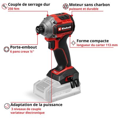 Visseuse à chocs sans fil 18 V POWER X CHANGE TP-CI 18/250-C Li (Brushless) - EINHELL
