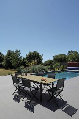 Table de jardin à rallonge HIVAOA aluminium beige 180/240/90x77 cm - PROLOISIRS