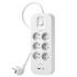 Multiprise parafoudre avec interrupteur 6 prises + 2 USB-A+C blanc - DEBFLEX