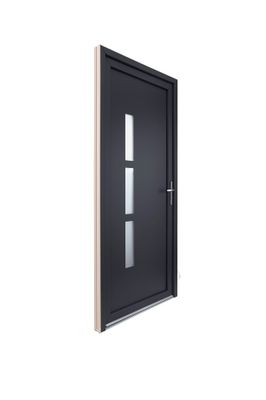 Porte d'entrée Manhattan pvc gris poussant gauche 215 X 90 cm CLOSY