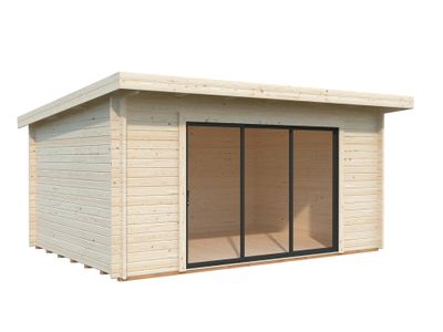 Studio de jardin en bois Lea avec baie coulissante simple vitrage - 19,9 m² hors-tout - Livraison à domicile - PALMAKO