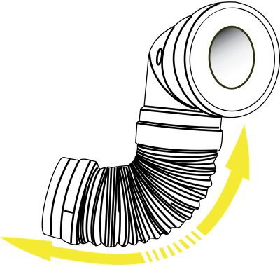 Pipe WC souple coudée extensible diamètre 93-100mm FITT