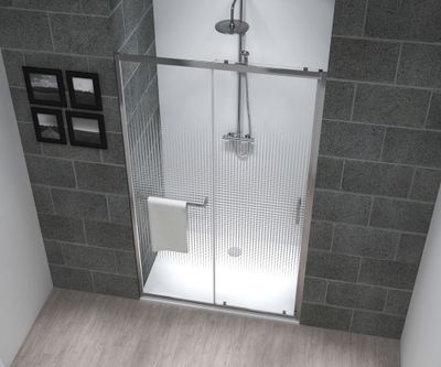 Porte de douche coulissante 100x195 cm profilé chrome verre sérigraphié 6 mm Serenity - OCEA