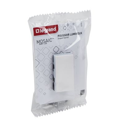 Bouton poussoir encastrable avec voyant lumineux 1 module Blanc - Mosaic LEGRAND