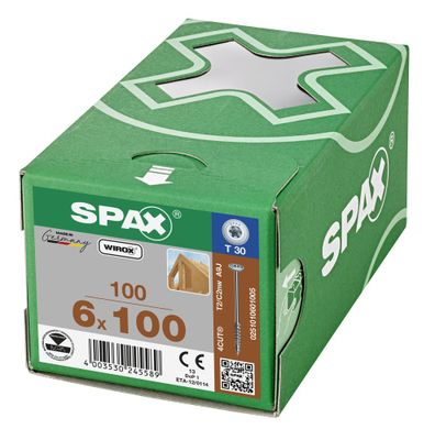 Vis tête disque Torx 6 x 100 mm par 100 SPAX