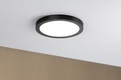 Plafonnier LED intégrée Abia rond noir mat diamètre 30 cm 3200 lumens PAULMANN