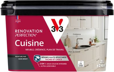 Peinture de rénovation pour cuisine noir smocky finition mate 2 L - V33