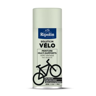 Bombe de peinture multi-supports solution vélo vert vintage mat velouté 400 mL - RIPOLIN