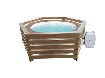 Habillage en bois hexagonal pour spas et piscines gonflables 184 x 184 x 71 cm 3,40 m², Livraison à domicile incluse - HABRITA
