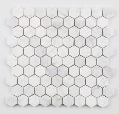 Mosaïque sol/mur intérieur hexagone effet marbre CARRARE 30 x 29 cm vendu à l'unité SAS MAT INTER