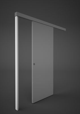 Butée de porte coulissante en médium revêtue blanche