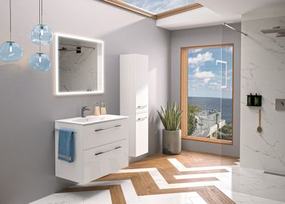Meuble de salle de bains Selva 2 tiroirs L80 x H65 x P50 cm panneau de particules blanc mat - GEBERIT