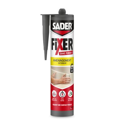 Mastic colle de fixation Fixer Sans Percer aménagement intérieur cartouche 360 g par 3 - SADER