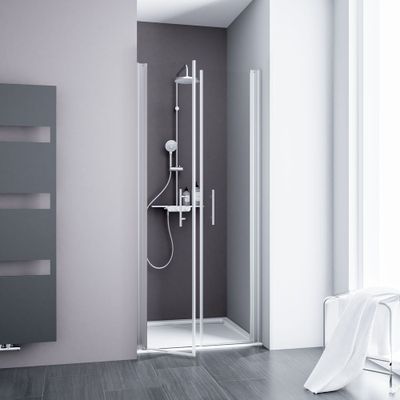 Portes de douche battantes 90x192 cm profilé chrome verre transparent 5 mm New Style - SCHULTE