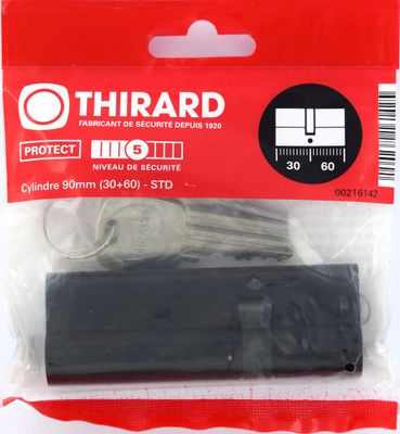 Cylindre de serrure double entrée 30 x 60 mm STD noir 3 clés THIRARD