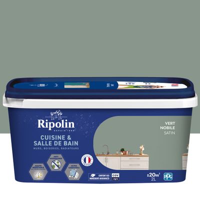 Peinture Cuisine & Bain Vert Nobile satin 2 L - RIPOLIN