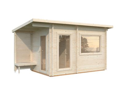 Sauna extérieur Palmako Sanna 4,1m² double vitrage et pergola - 12,6 m² - PALMAKO