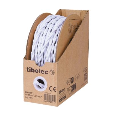 Câble électrique déco blanc torsadé 2X0,75 mm² 25 mètres TIBELEC