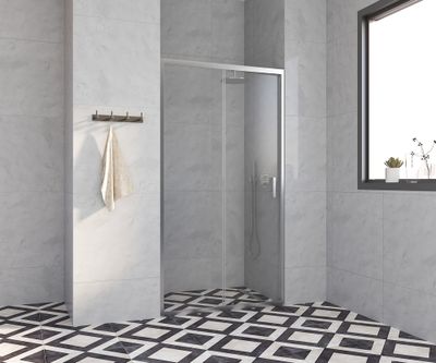 Porte de douche coulissante 100x185 cm profilé chrome verre transparent 4 mm Primera - OCEA