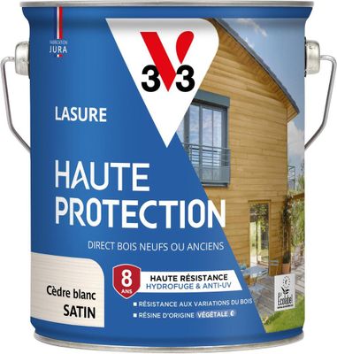 Lasure Haute Protection 8 ans satin cèdre blanc 2,5 L - V33
