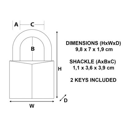 Cadenas à clés largeur 70 mm en laiton MASTER LOCK