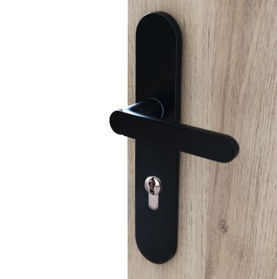 Poignées de porte sur plaque à cylindre sans perçage Meudon K noir mat LINEA BERTOMANI