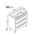 Meuble de salle de bains 3 tiroirs L79 x H84 x P45 cm mélaminé anthracite noyer Nilsa