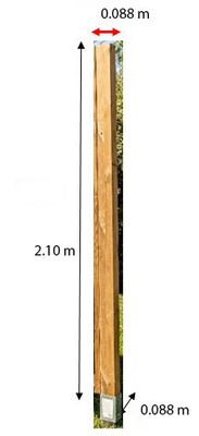 Poteau pour panneau brise vue persienne avec ventelles mobiles en bois traité L 8,8 x l 8,8 x h 210 cm, Livraison à domicile incluse - HABRITA