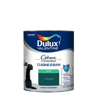 Peinture Crème de Couleur Cuisine et Bain Satin Emeraude 0,75 L - DULUX VALENTINE