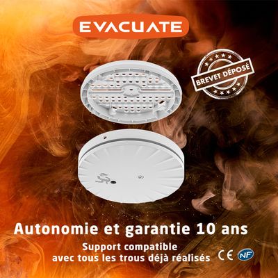 Détecteur de fumée mini NF Autonomie 10 ans - Slim EVACUATE