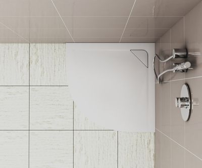 Receveur de douche 1/4 de cercle 80x80 cm résine blanc brillant Island - OCEA