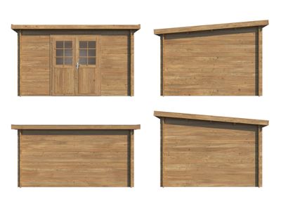Abri de jardin en bois autoclave marron Alice - 12,2 m² hors-tout - Livraison à domicile incluse - PALMAKO