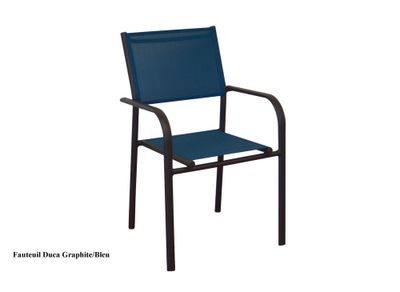 Fauteuil de jardin DUCA aluminium et textilène graphite bleu - PROLOISIRS