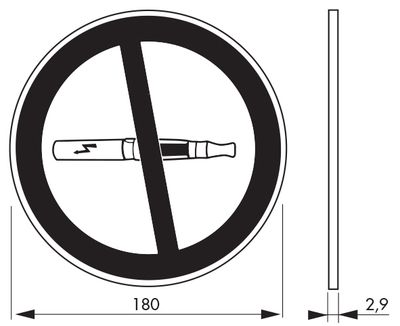 Plaque signalétique adhésive Cigarette éléctronique diamètre 180 mm THIRARD