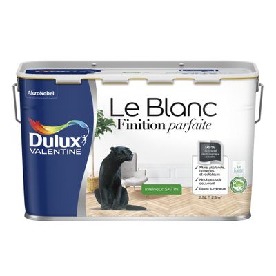 Peinture acrylique Finition Parfaite Blanc satin 2,5 L - DULUX VALENTINE